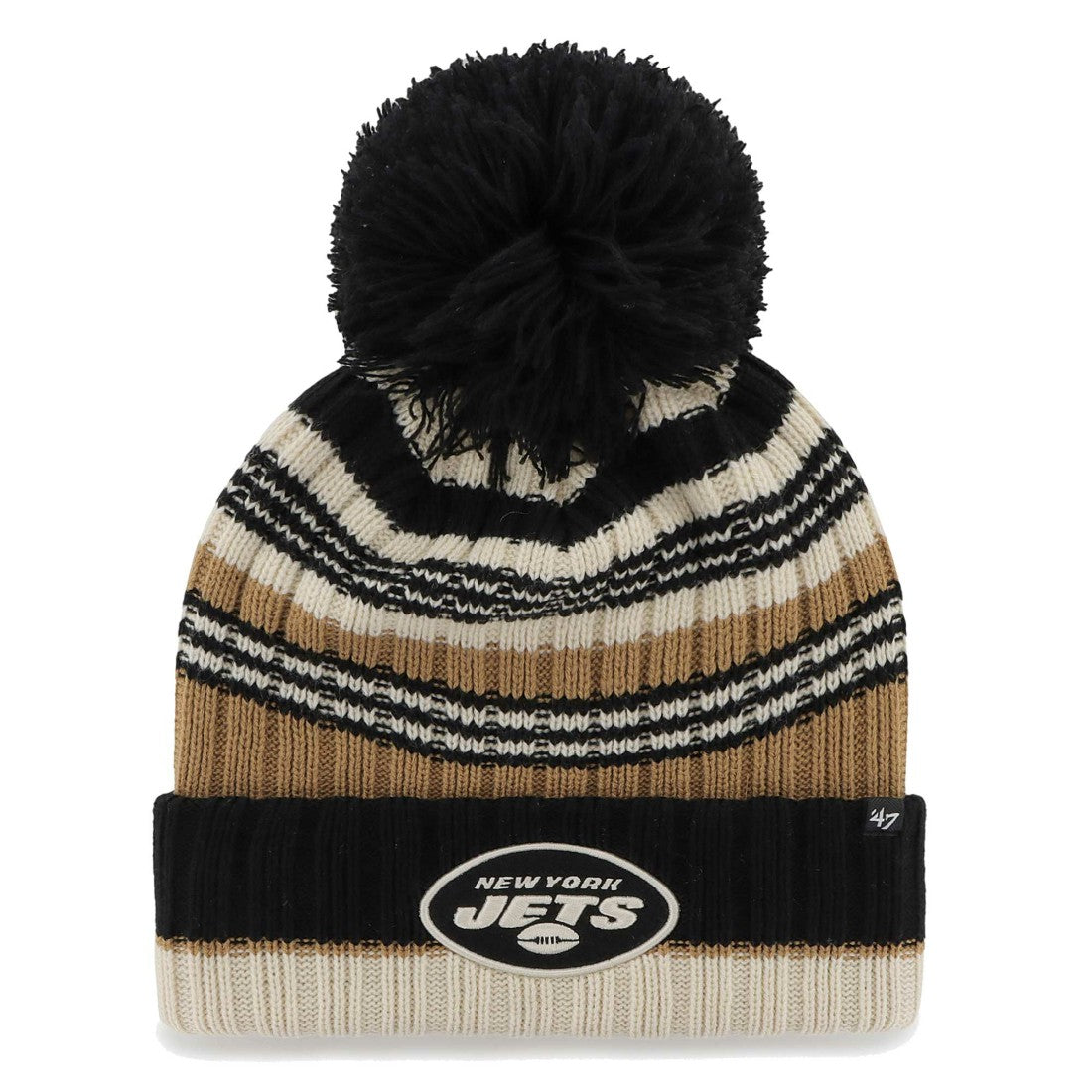 New York Jets '47 Women's Barista Cuffed Knit Hat with Pom - Natural - 47 brand