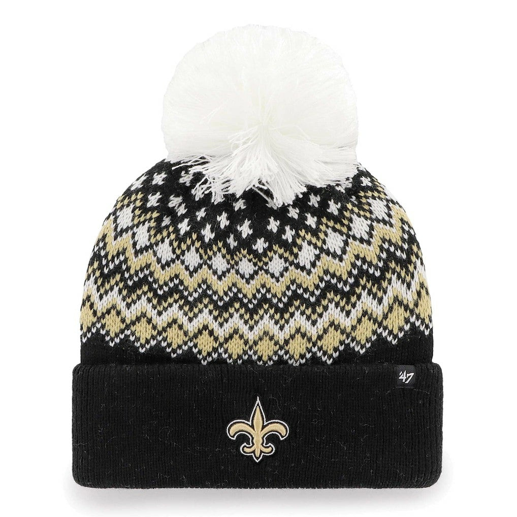 New Orleans Saints '47 Women's Elsa Cuffed Knit Hat with Pom - Black - 47 brand