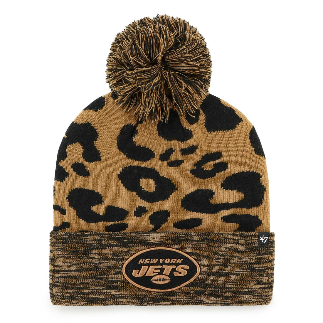 New York Jets '47 Women's Rosette Cuffed Knit Hat with Pom - Brown - 47 brand