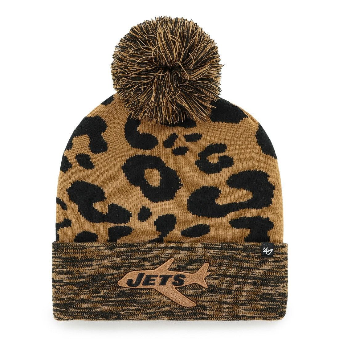 New York Jets '47 Women's Rosette Cuffed Knit Hat with Pom - Brown - 47 brand