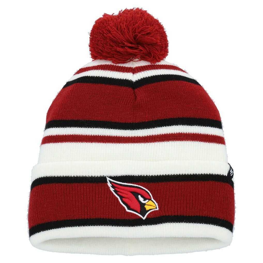 Arizona Cardinals '47 Youth Stripling Cuffed Knit Hat with Pom - White - 47 brand