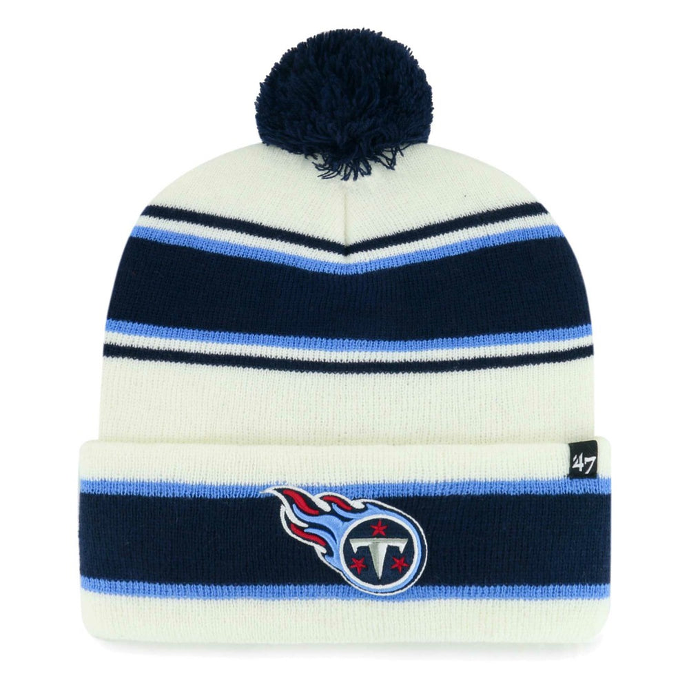 Tennessee Titans '47 Youth Stripling Cuffed Knit Hat with Pom - White - 47 brand