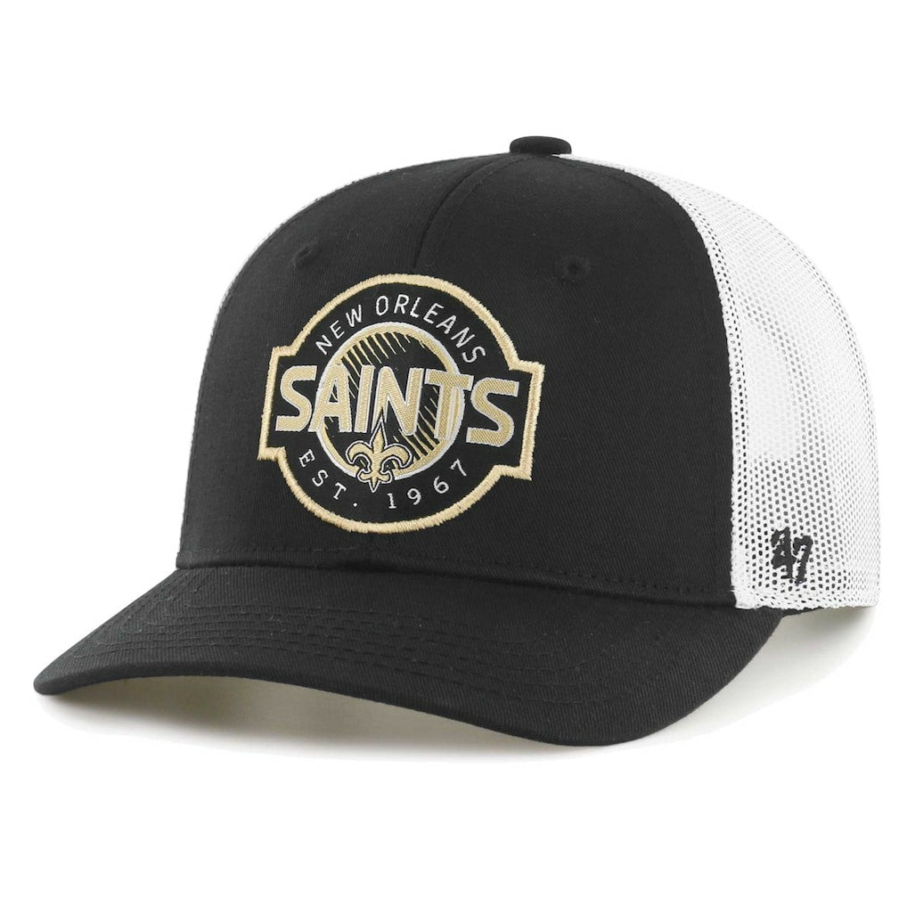 New Orleans Saints '47 Youth Scramble Adjustable Trucker Hat - Black/White - 47 brand