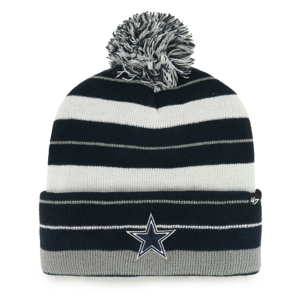 Dallas Cowboys '47 Powerline Cuffed Knit Hat with Pom - Navy - 47 brand