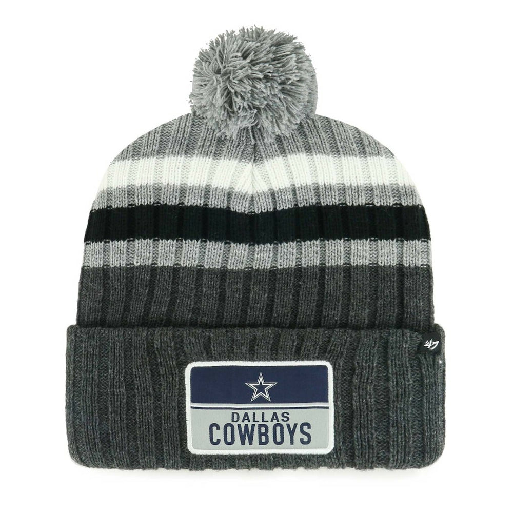 Dallas Cowboys '47 Stack Cuffed Knit Hat with Pom - Gray - 47 brand