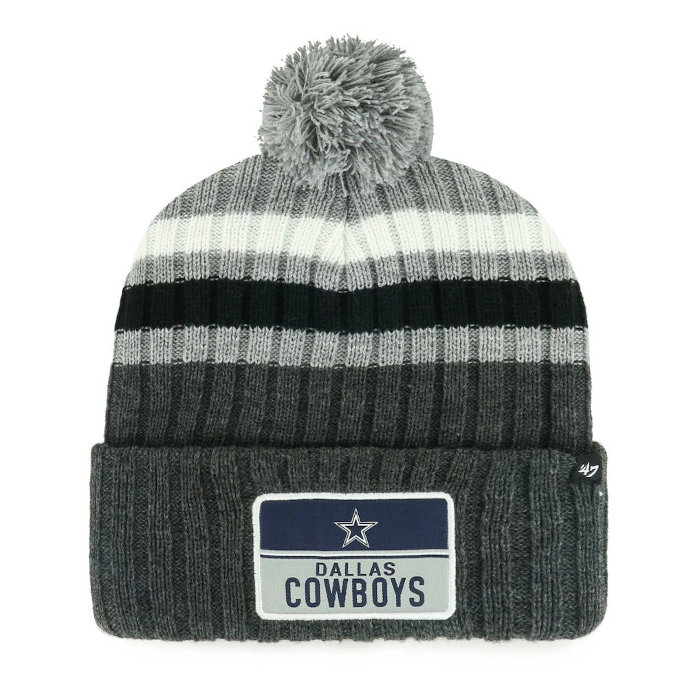Dallas Cowboys '47 Stack Cuffed Knit Hat with Pom - Gray - 47 brand