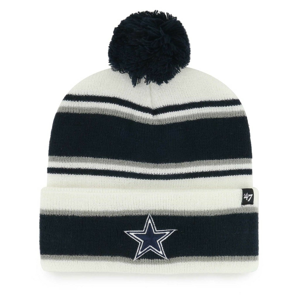 Dallas Cowboys '47 Youth Stripling Cuffed Knit Hat with Pom - White - 47 brand