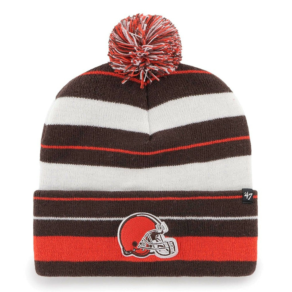 Cleveland Browns '47 Powerline Cuffed Knit Hat with Pom - Brown - 47 brand
