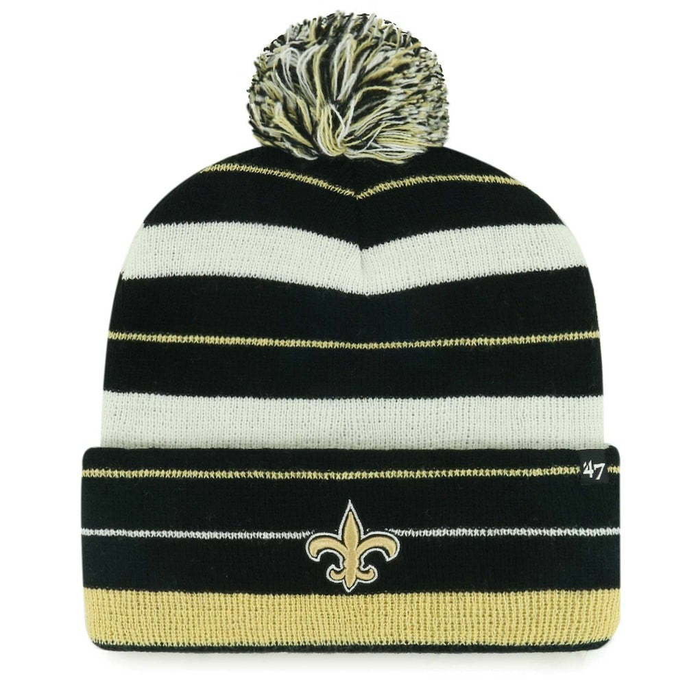 New Orleans Saints '47 Powerline Cuffed Knit Hat with Pom - Black - 47 brand