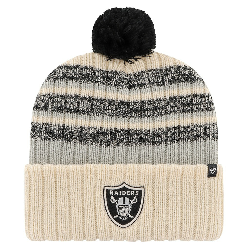 Las Vegas Raiders '47 Tavern Cuffed Knit Hat with Pom - Natural - 47 brand