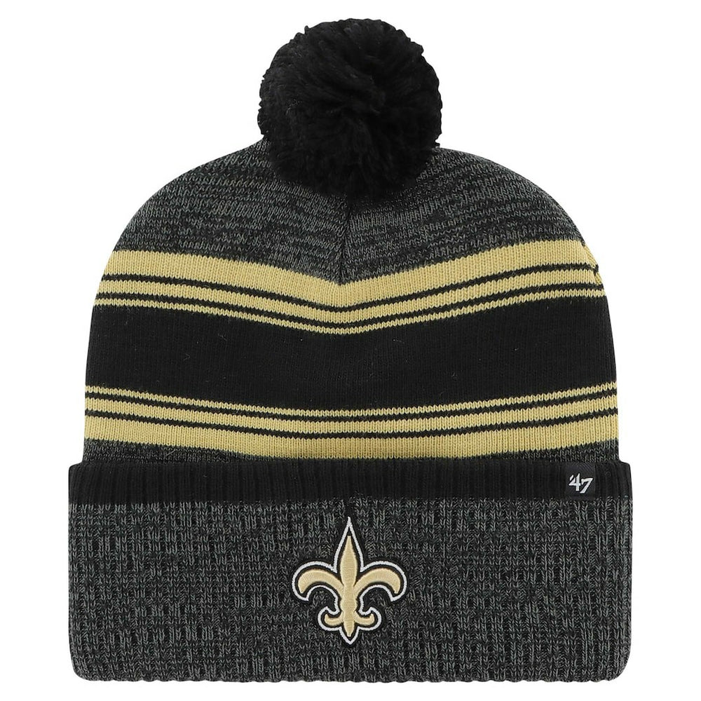 New Orleans Saints '47 Fadeout Cuffed Knit Hat with Pom - Black - 47 brand