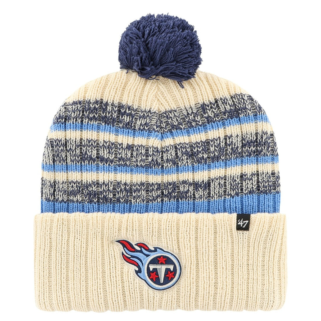 Tennessee Titans '47 Tavern Cuffed Knit Hat with Pom - Cream - 47 brand