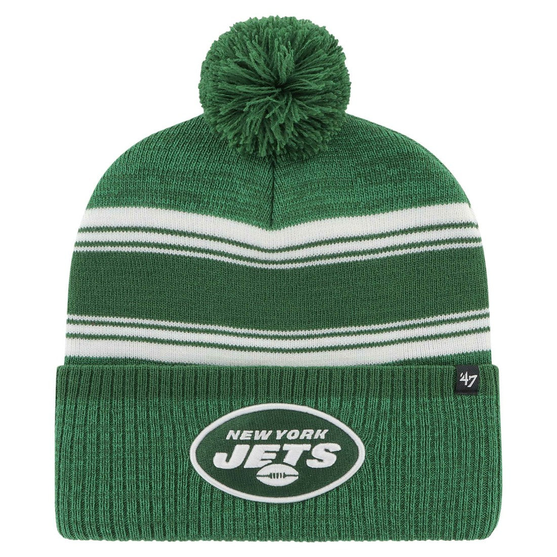 New York Jets '47 Fadeout Cuffed Knit Hat with Pom - Green - 47 brand