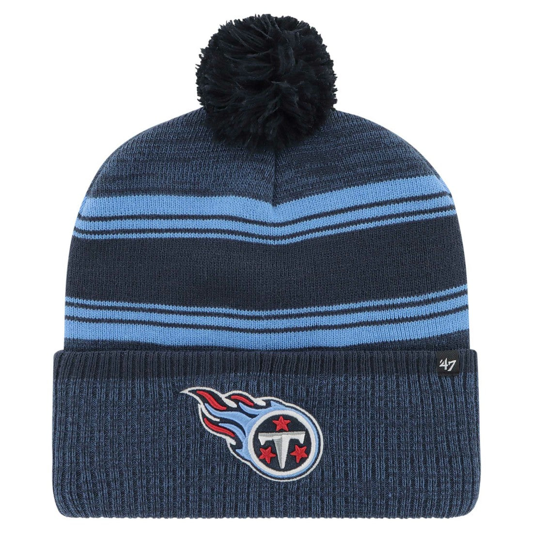Tennessee Titans '47 Fadeout Cuffed Knit Hat with Pom - Navy - 47 brand