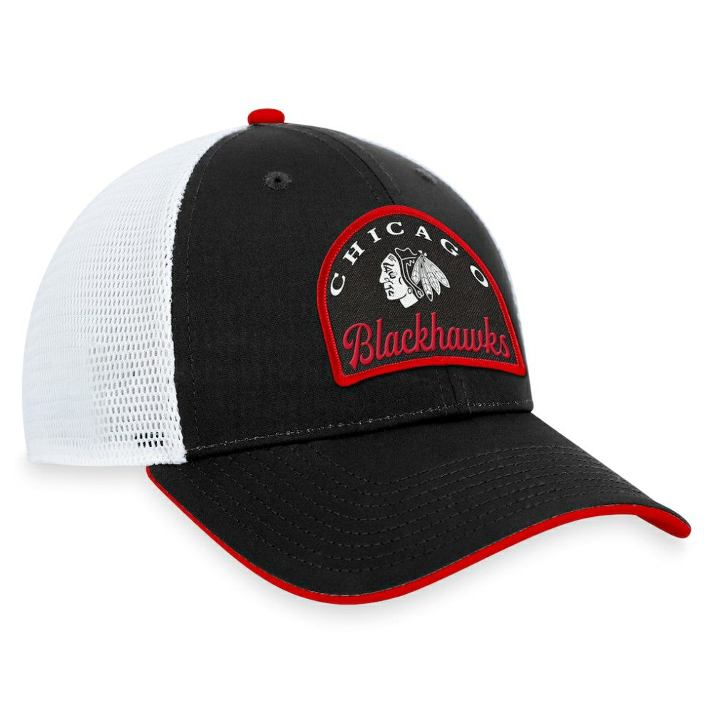 Chicago Blackhawks Fanatics Fundamental Adjustable Hat - Black/White | Fanatics Clearance