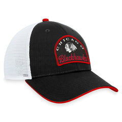 Chicago Blackhawks Fanatics Fundamental Adjustable Hat - Black/White | Fanatics Clearance