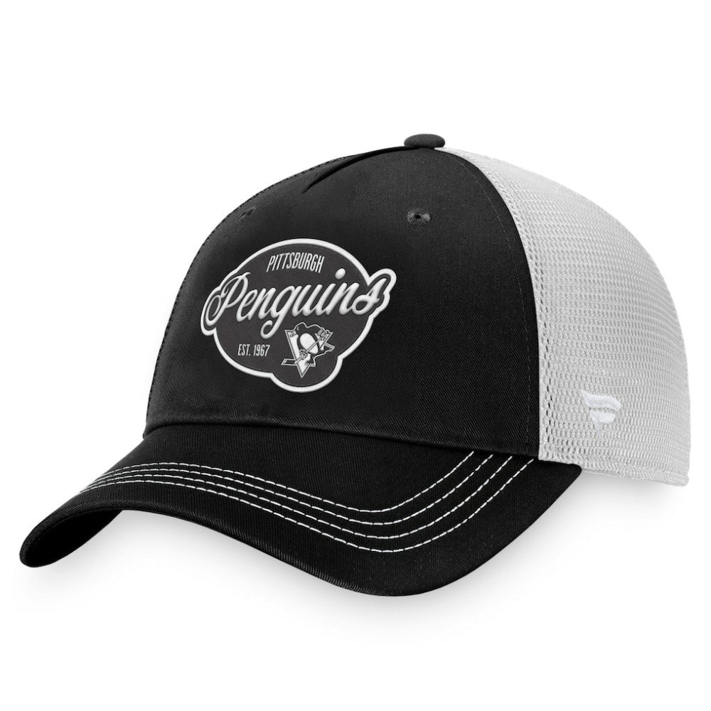 Pittsburgh Penguins Fanatics Women's Fundamental Trucker Adjustable Hat - Black/White | Fanatics Lifestyle