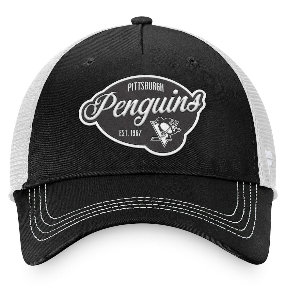 Pittsburgh Penguins Fanatics Women's Fundamental Trucker Adjustable Hat - Black/White | Fanatics Lifestyle