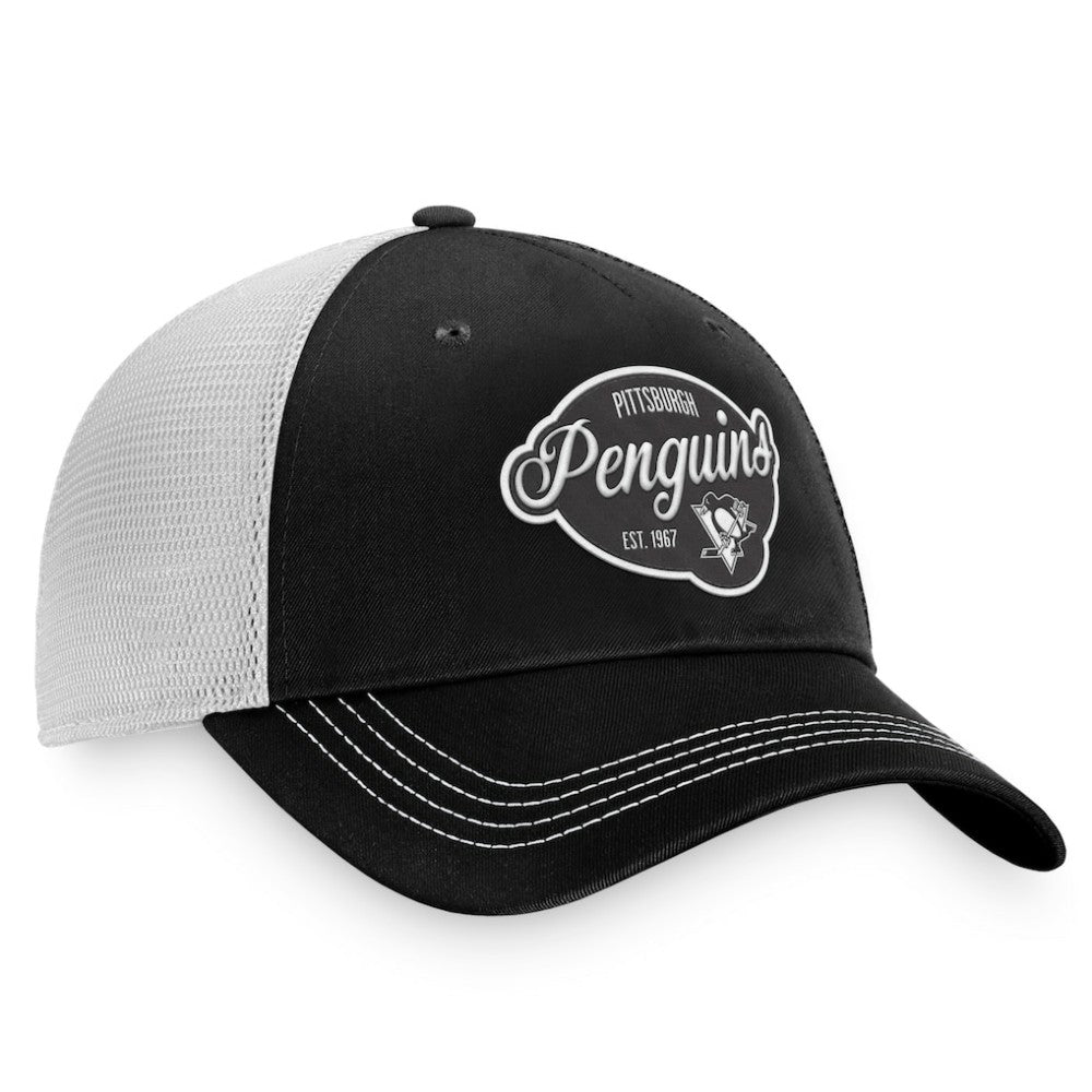 Pittsburgh Penguins Fanatics Women's Fundamental Trucker Adjustable Hat - Black/White | Fanatics Lifestyle