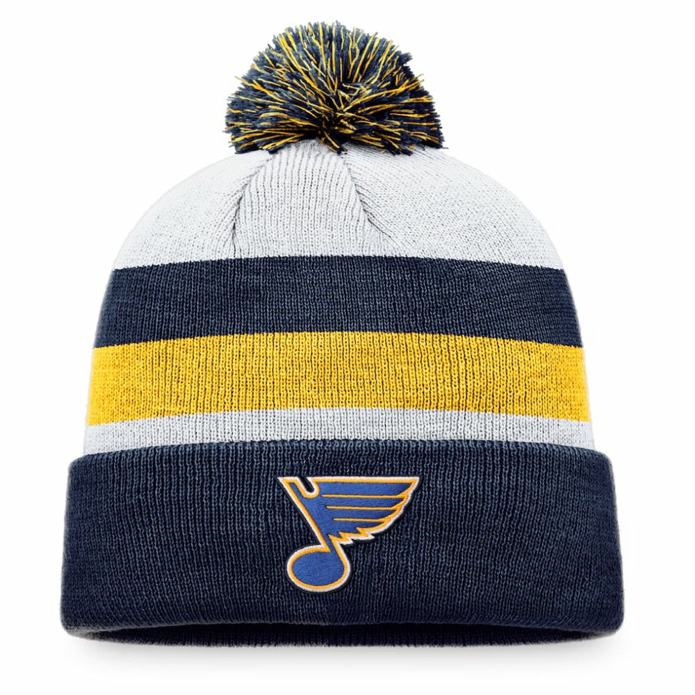 St. Louis Blues Fanatics Fundamental Cuffed Knit Hat with Pom - Navy/Gold | Fanatics sale