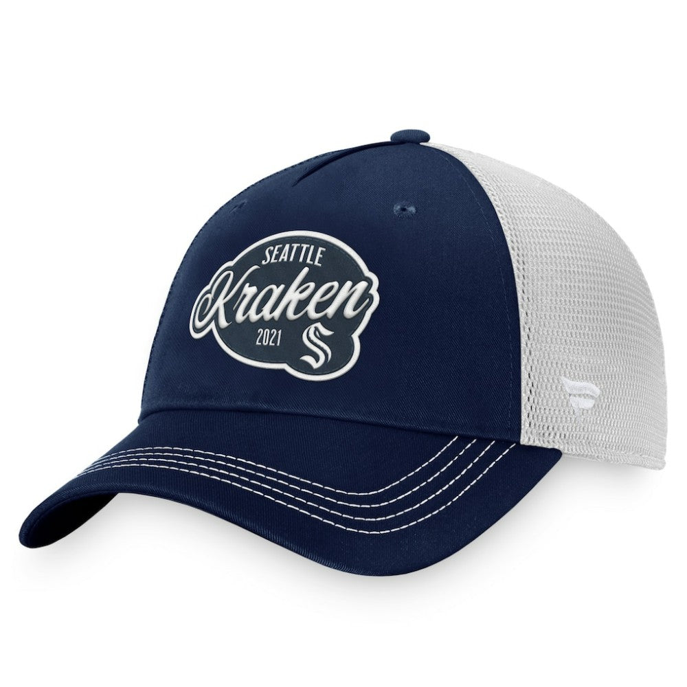 Seattle Kraken Fanatics Women's Fundamental Trucker Adjustable Hat - Deep Sea Blue/White | Fanatics on sale