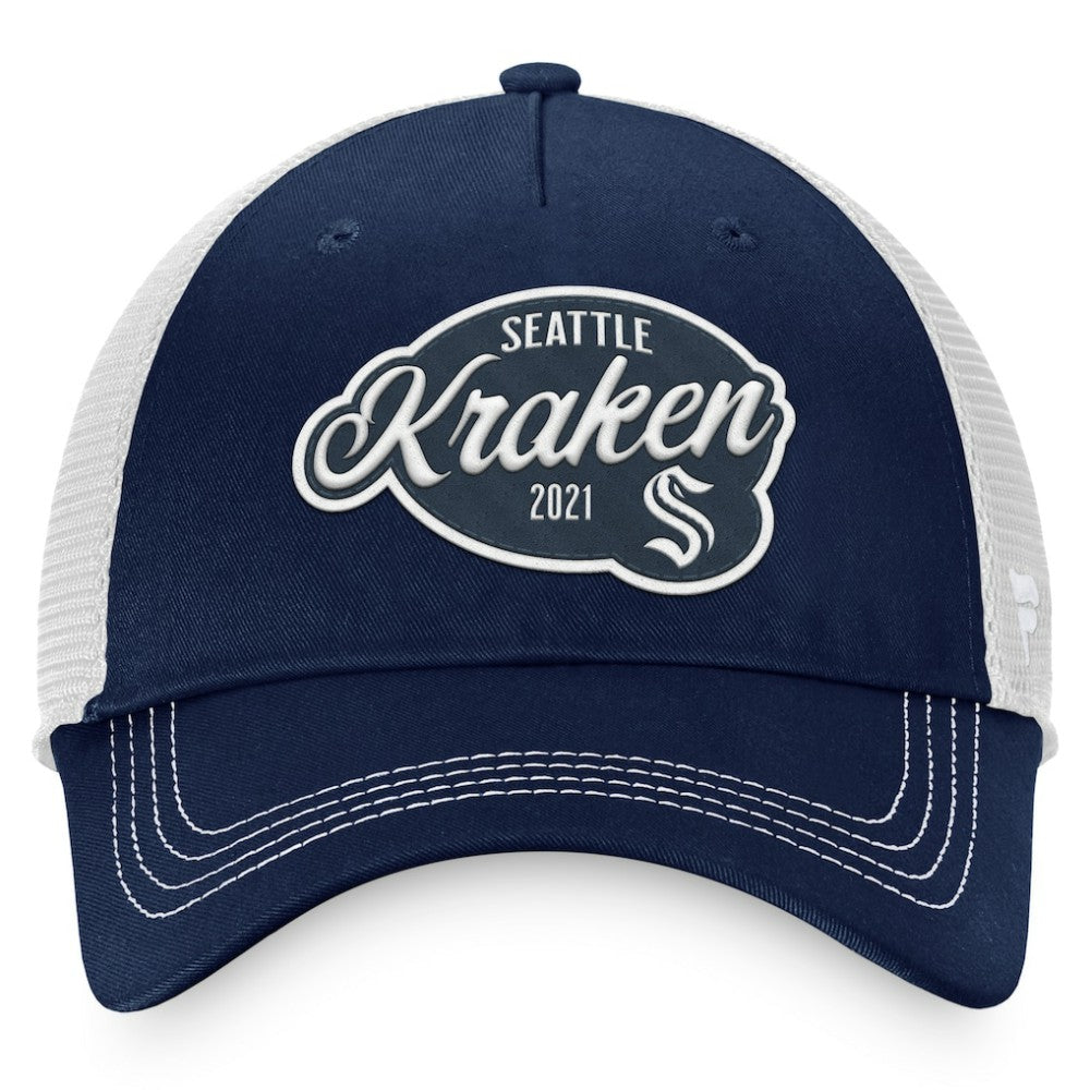 Seattle Kraken Fanatics Women's Fundamental Trucker Adjustable Hat - Deep Sea Blue/White | Fanatics on sale