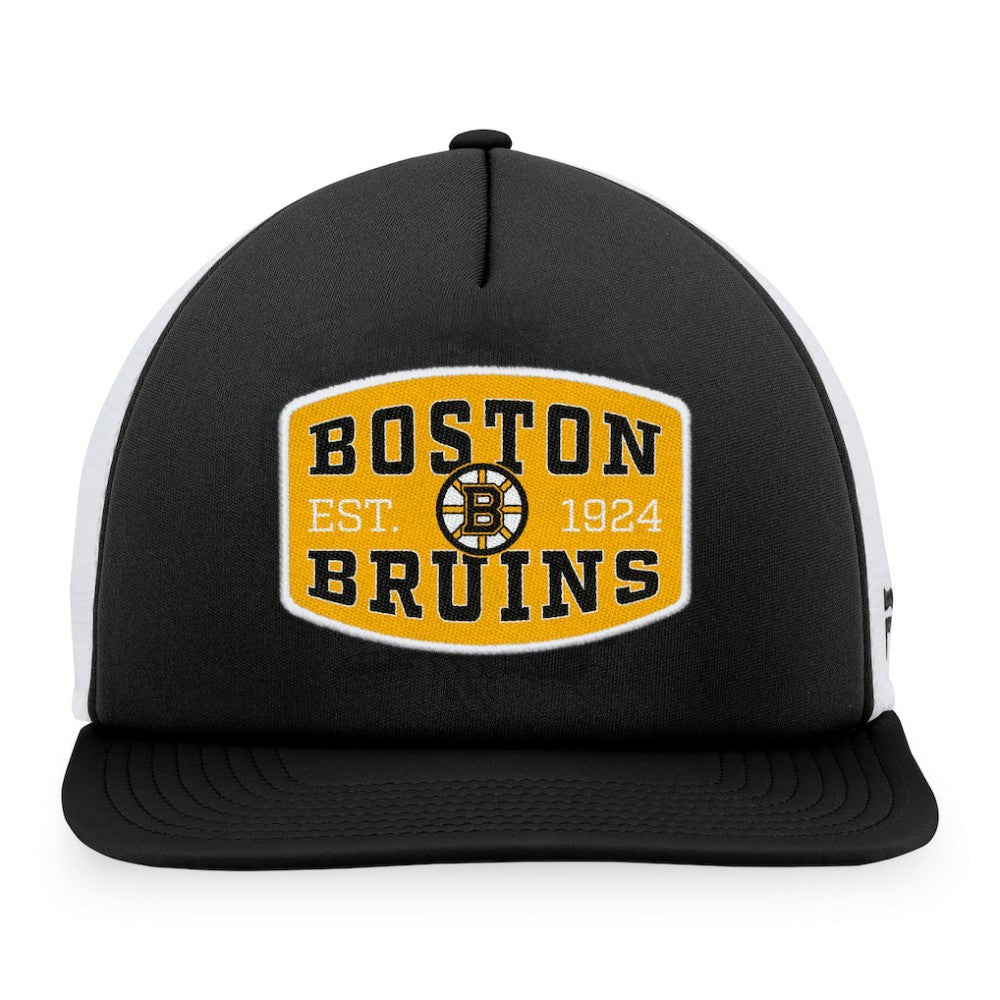 Boston Bruins Fanatics Foam Front Patch Trucker Snapback Hat - Black/White | Fanatics Clearance