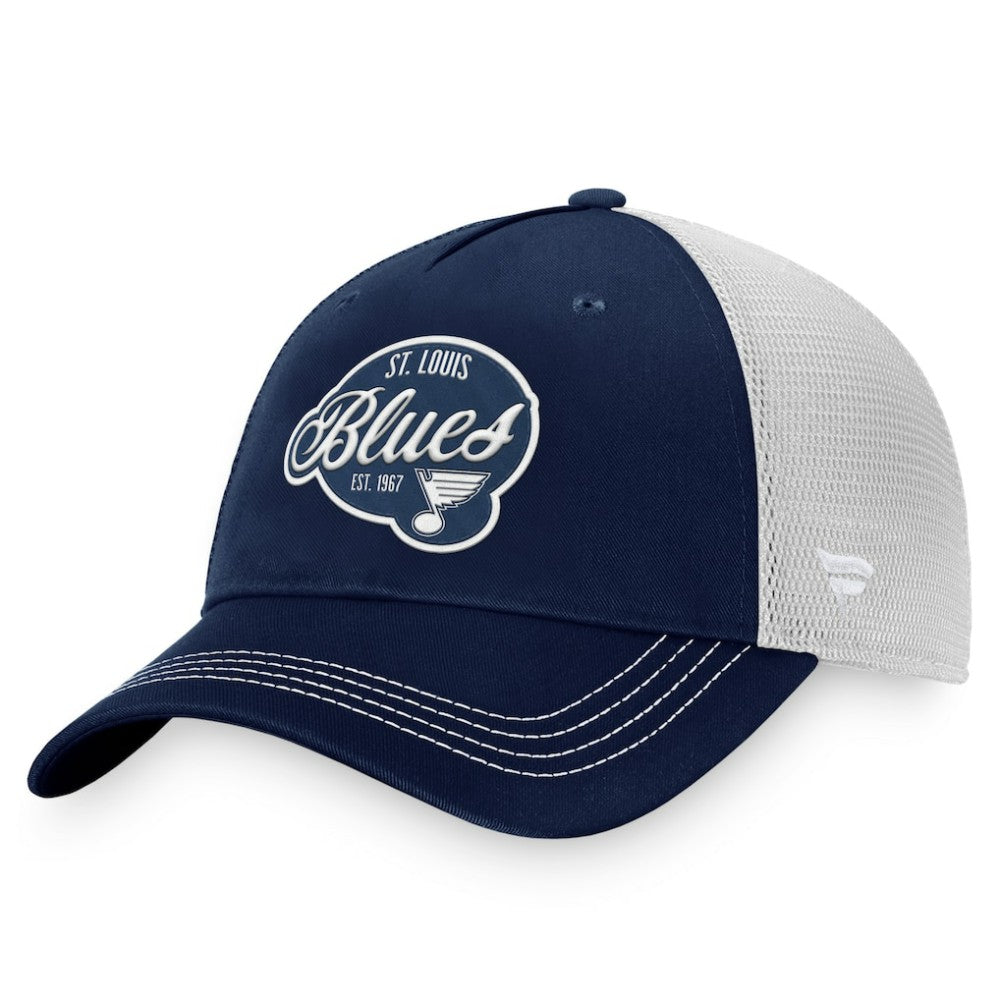 St. Louis Blues Fanatics Women's Fundamental Trucker Adjustable Hat - Navy/White | Fanatics online