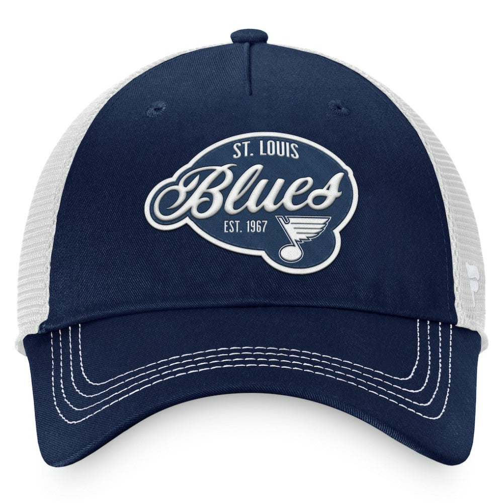 St. Louis Blues Fanatics Women's Fundamental Trucker Adjustable Hat - Navy/White | Fanatics online
