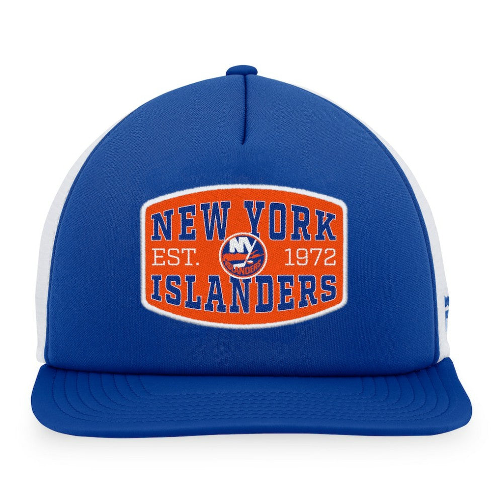 New York Islanders Fanatics Foam Front Patch Trucker Snapback Hat - Royal/White | Fanatics online