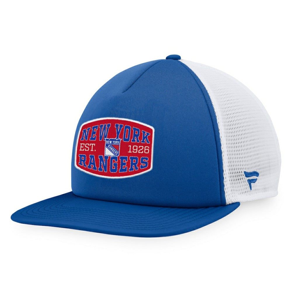 New York Rangers Fanatics Foam Front Patch Trucker Snapback Hat - Navy/White | Fanatics sale