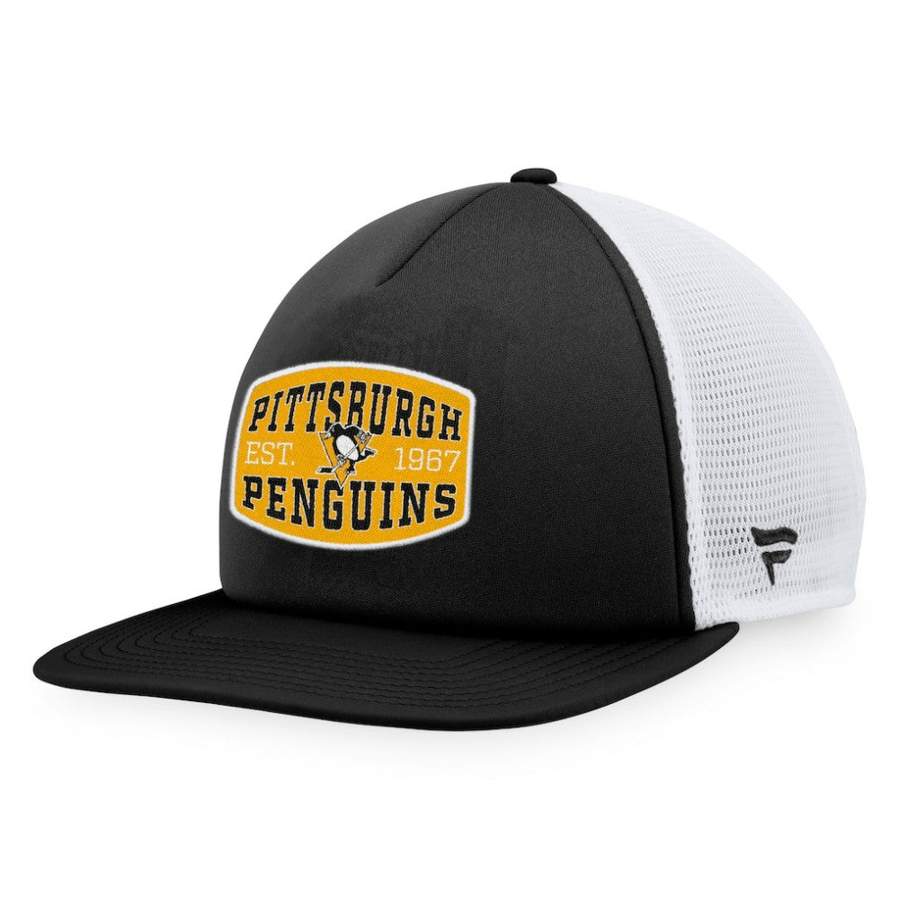 Pittsburgh Penguins Fanatics Foam Front Patch Trucker Snapback Hat - Black/White | Fanatics on sale