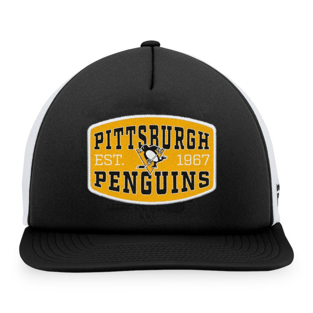 Pittsburgh Penguins Fanatics Foam Front Patch Trucker Snapback Hat - Black/White | Fanatics on sale