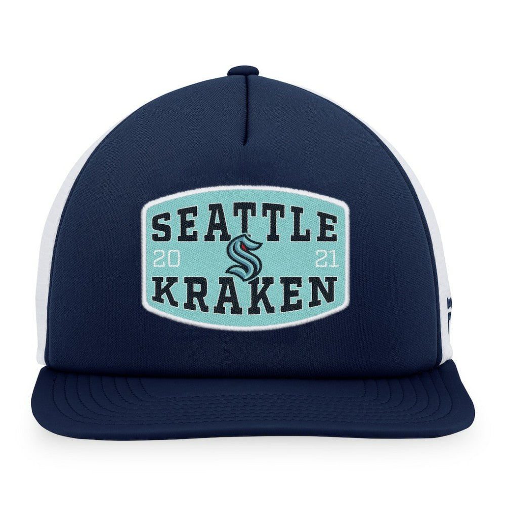 Seattle Kraken Fanatics Foam Front Patch Trucker Snapback Hat - Deep Sea Blue/White | Fanatics discount