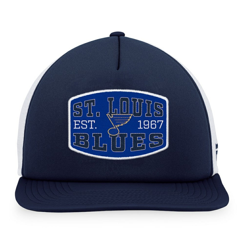 St. Louis Blues Fanatics Foam Front Patch Trucker Snapback Hat - Navy/White | Fanatics sale