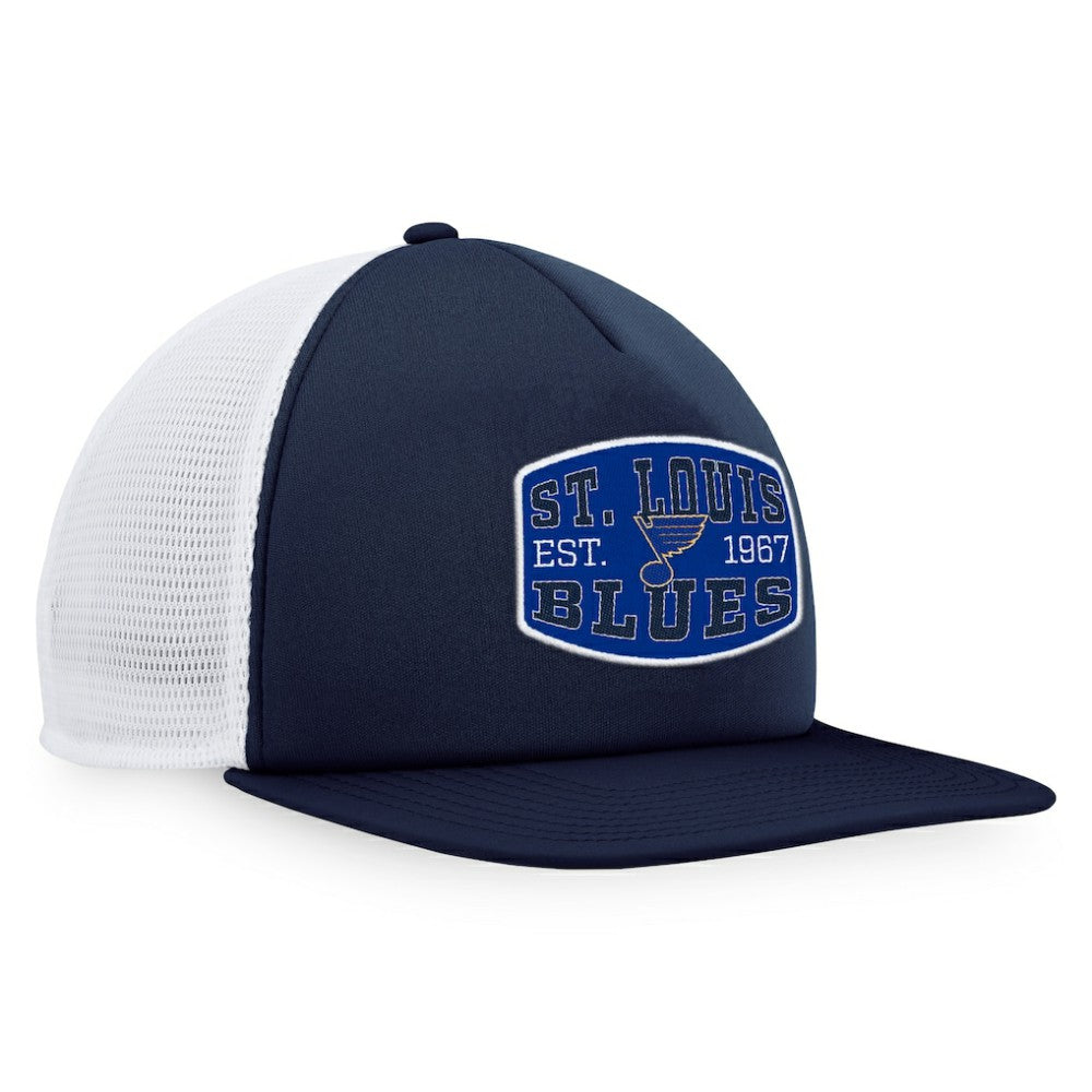 St. Louis Blues Fanatics Foam Front Patch Trucker Snapback Hat - Navy/White | Fanatics sale