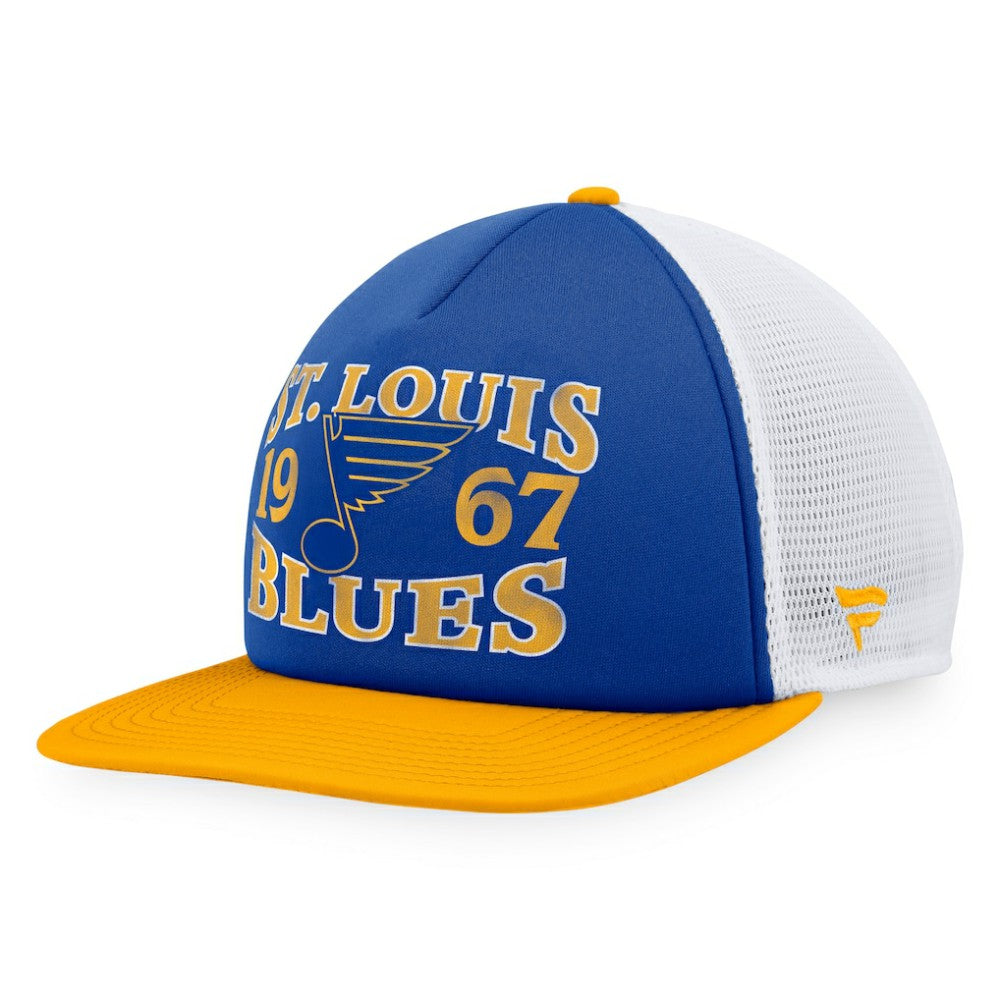 St. Louis Blues Fanatics Heritage Vintage Foam Front Trucker Snapback Hat - Blue/Gold | Fanatics Lifestyle