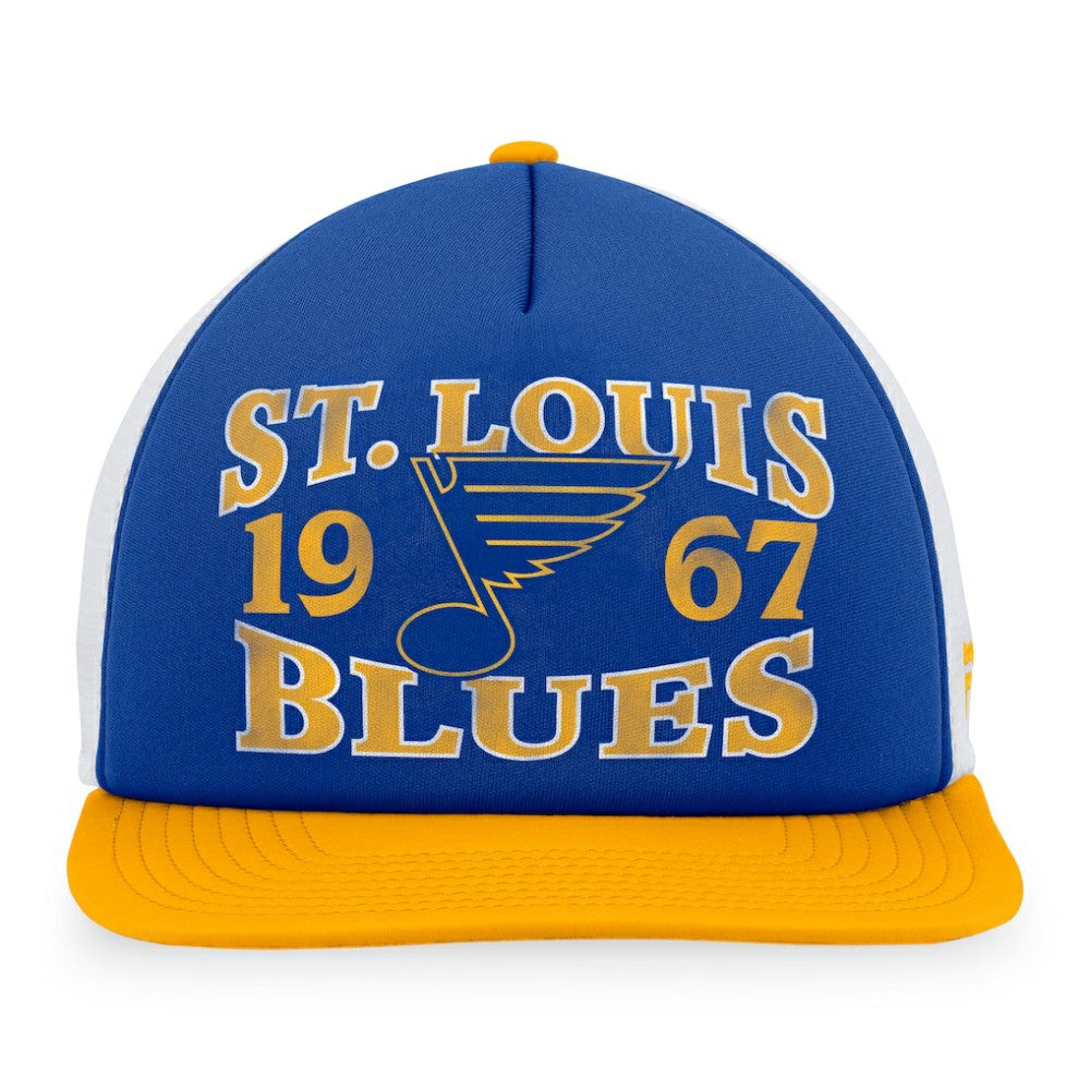 St. Louis Blues Fanatics Heritage Vintage Foam Front Trucker Snapback Hat - Blue/Gold | Fanatics Lifestyle