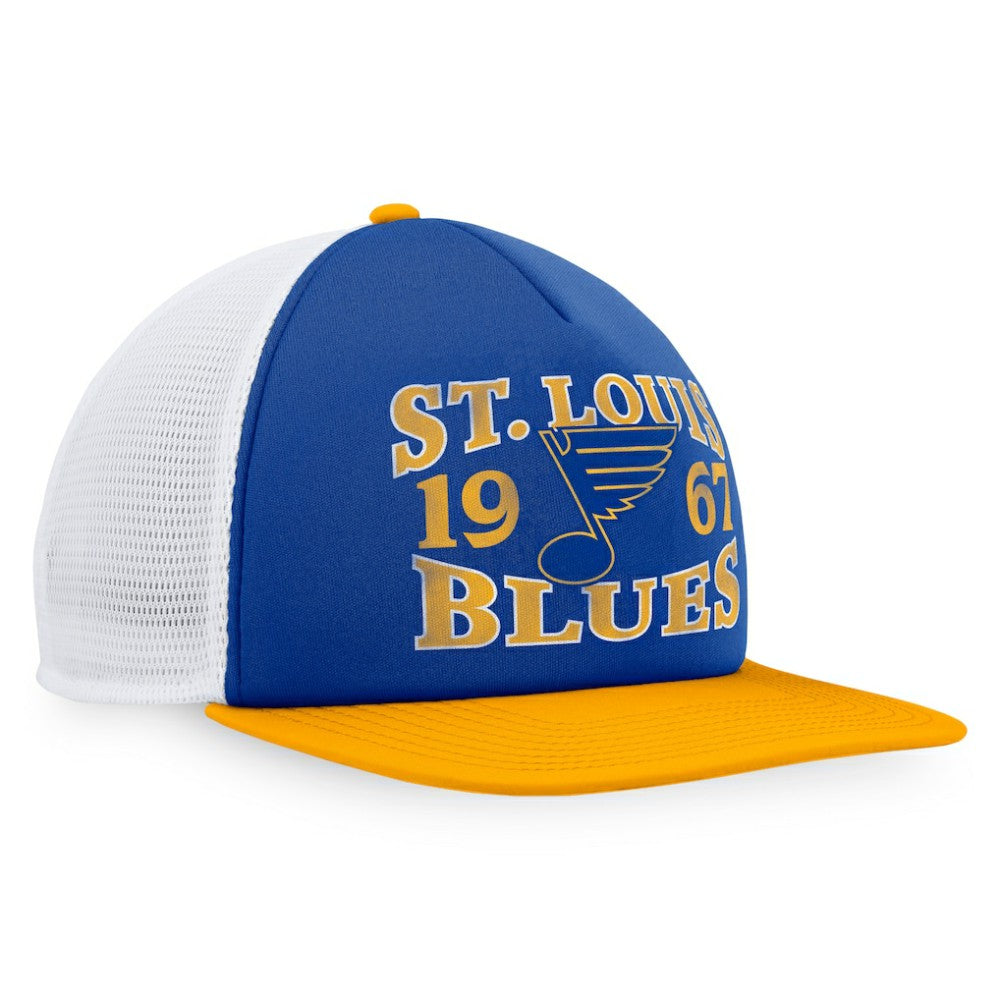 St. Louis Blues Fanatics Heritage Vintage Foam Front Trucker Snapback Hat - Blue/Gold | Fanatics Lifestyle