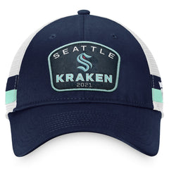 Seattle Kraken Fanatics Fundamental Striped Trucker Adjustable Hat - Deep Sea Blue/White | Fanatics online