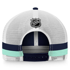 Seattle Kraken Fanatics Fundamental Striped Trucker Adjustable Hat - Deep Sea Blue/White | Fanatics online