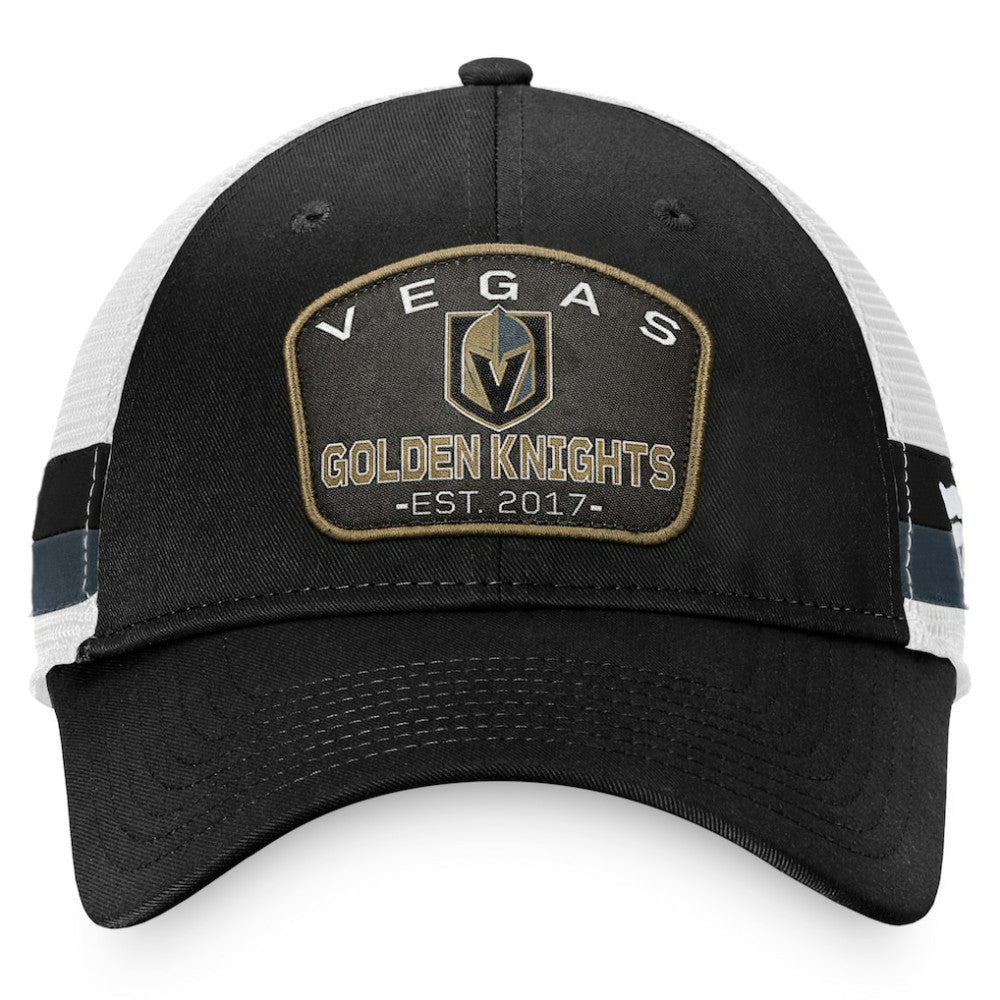 Vegas Golden Knights Fanatics Fundamental Striped Trucker Adjustable Hat - Black/White | Fanatics online