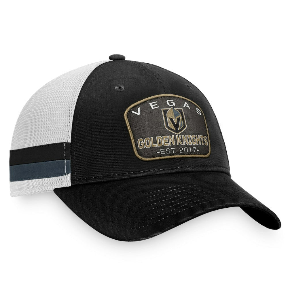 Vegas Golden Knights Fanatics Fundamental Striped Trucker Adjustable Hat - Black/White | Fanatics online