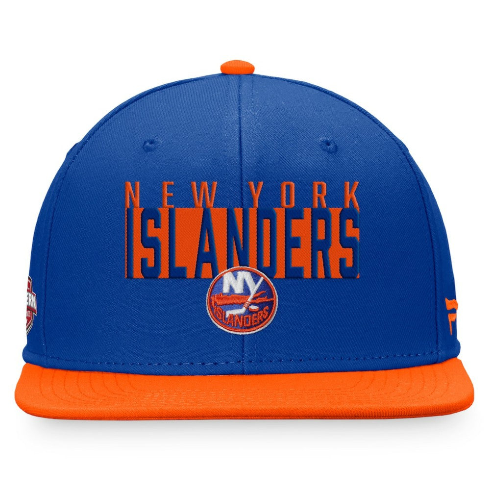 New York Islanders Fanatics Fundamental Colorblocked Snapback Hat - Royal/Orange | Fanatics discount