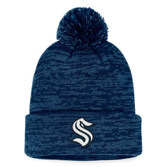 Seattle Kraken Fanatics Fundamental Cuffed Knit Hat with Pom - Deep Sea Blue | Fanatics Clearance