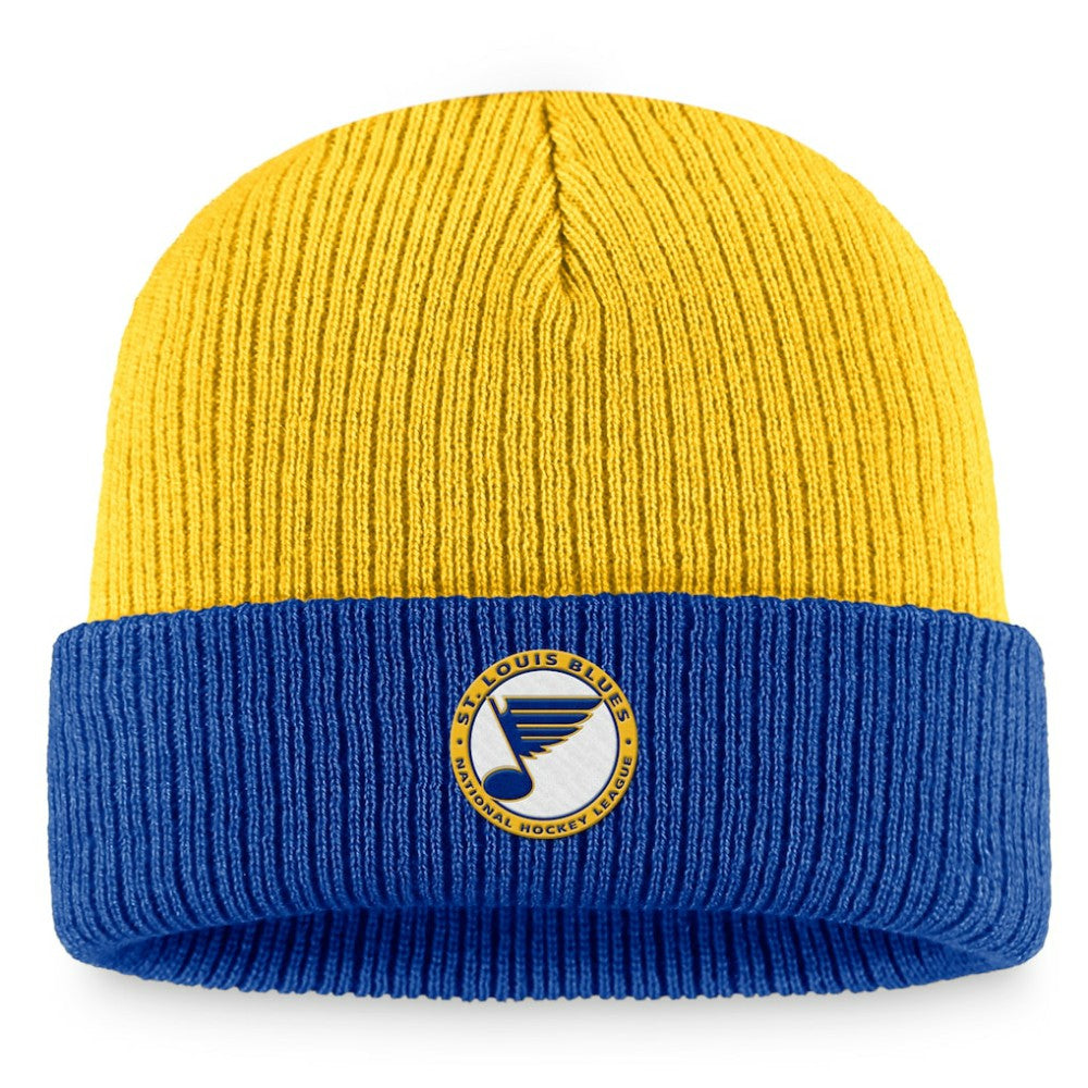 St. Louis Blues Fanatics Heritage Vintage Cuffed Knit Hat - Gold/Blue | Fanatics sale