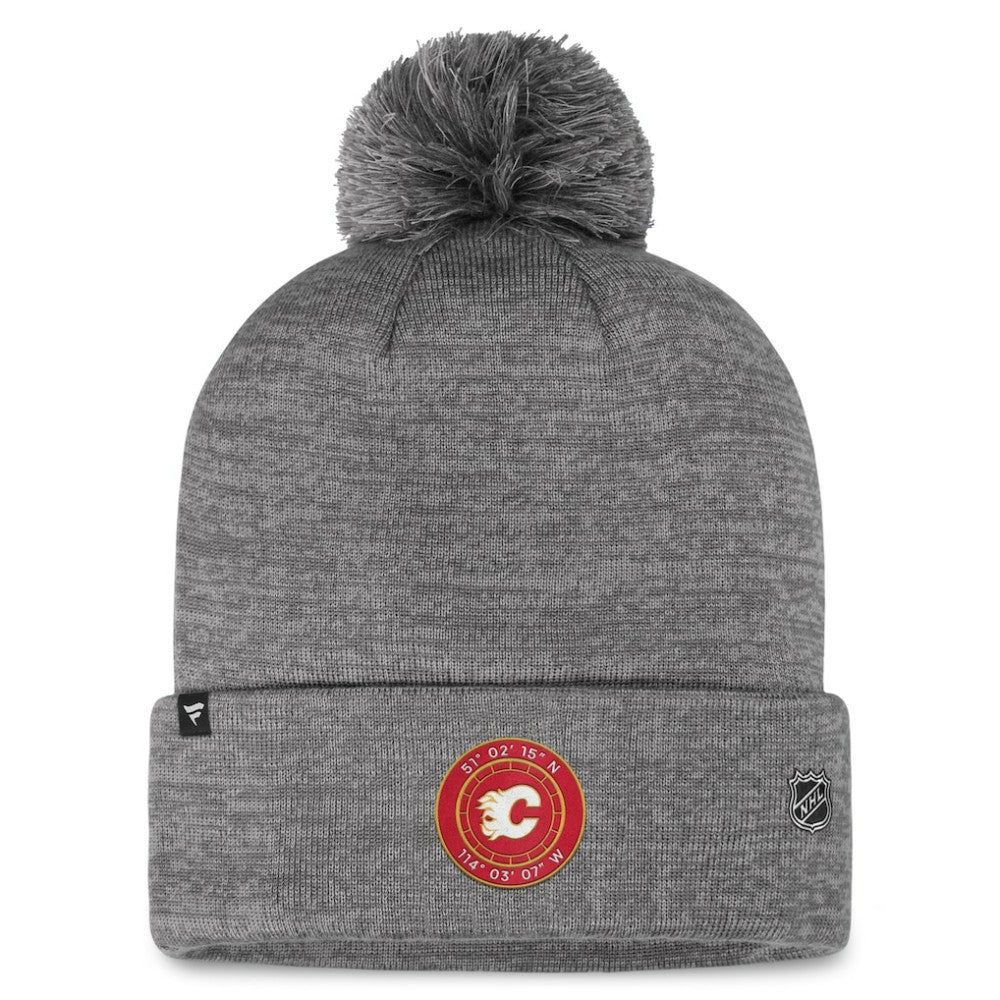 Calgary Flames Fanatics Authentic Pro Home Ice Cuffed Knit Hat with Pom - Gray | Fanatics on sale