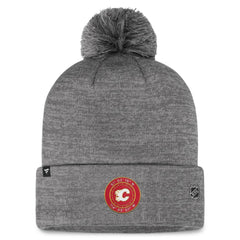 Calgary Flames Fanatics Authentic Pro Home Ice Cuffed Knit Hat with Pom - Gray | Fanatics on sale