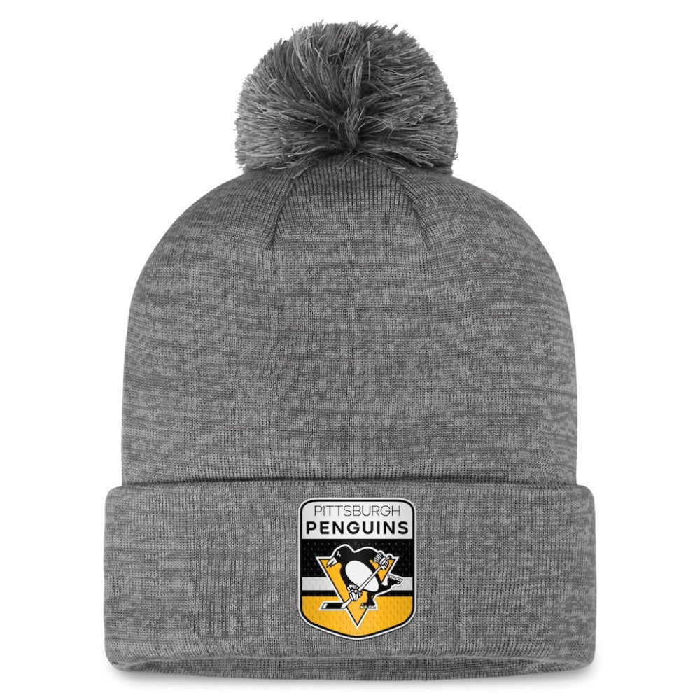 Pittsburgh Penguins Fanatics Authentic Pro Home Ice Cuffed Knit Hat with Pom - Gray | Fanatics online