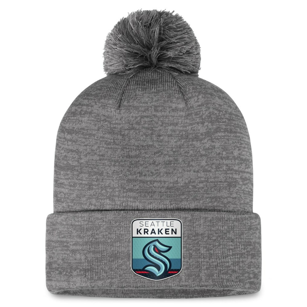 Seattle Kraken Fanatics Authentic Pro Home Ice Cuffed Knit Hat with Pom - Gray | Fanatics online